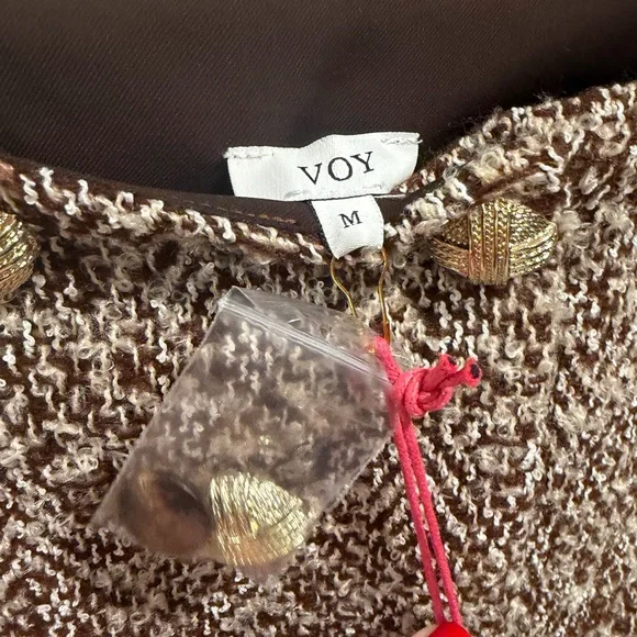 Voy Brown and Cream Tweed Jacket Medium New - Picture 2 of 6